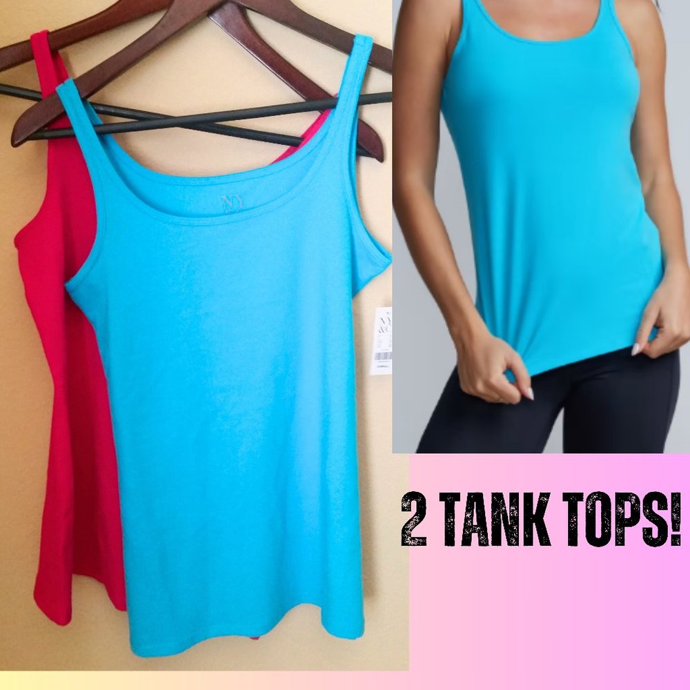 2 New York & Company Tank tops blue and pink